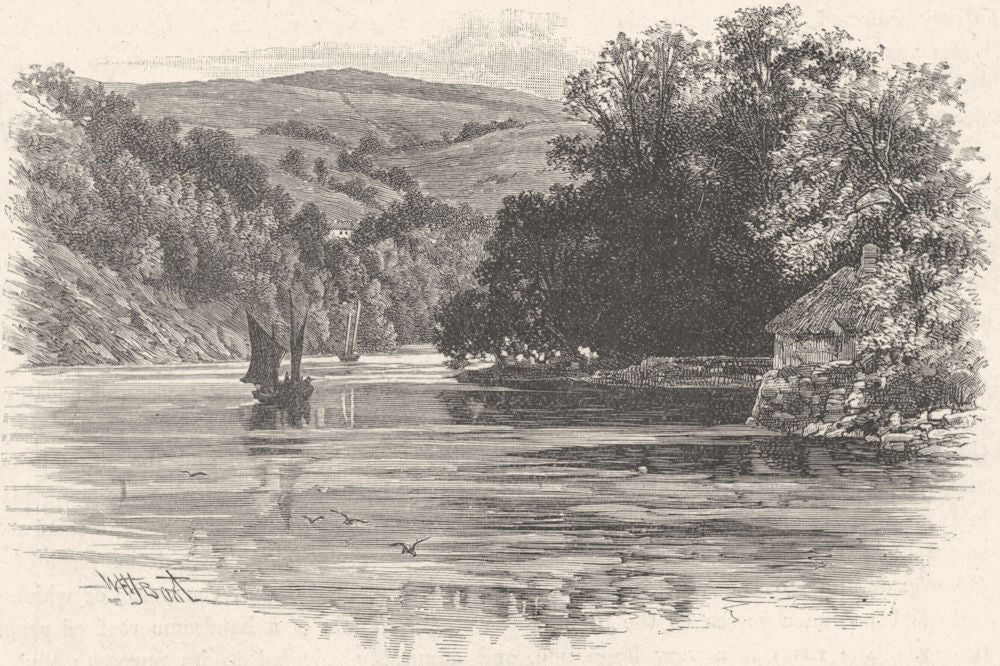 DEVON. Dart at Waynfleet 1898 old antique vintage print picture